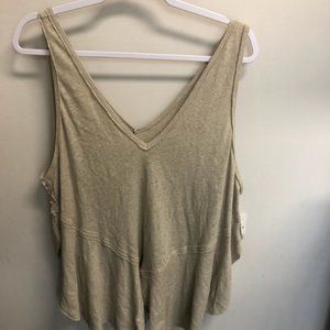 We The Free Sz S Beige Sleeveless Slouchy Relaxed Fit T-Shirt Top Tee Boho NWT